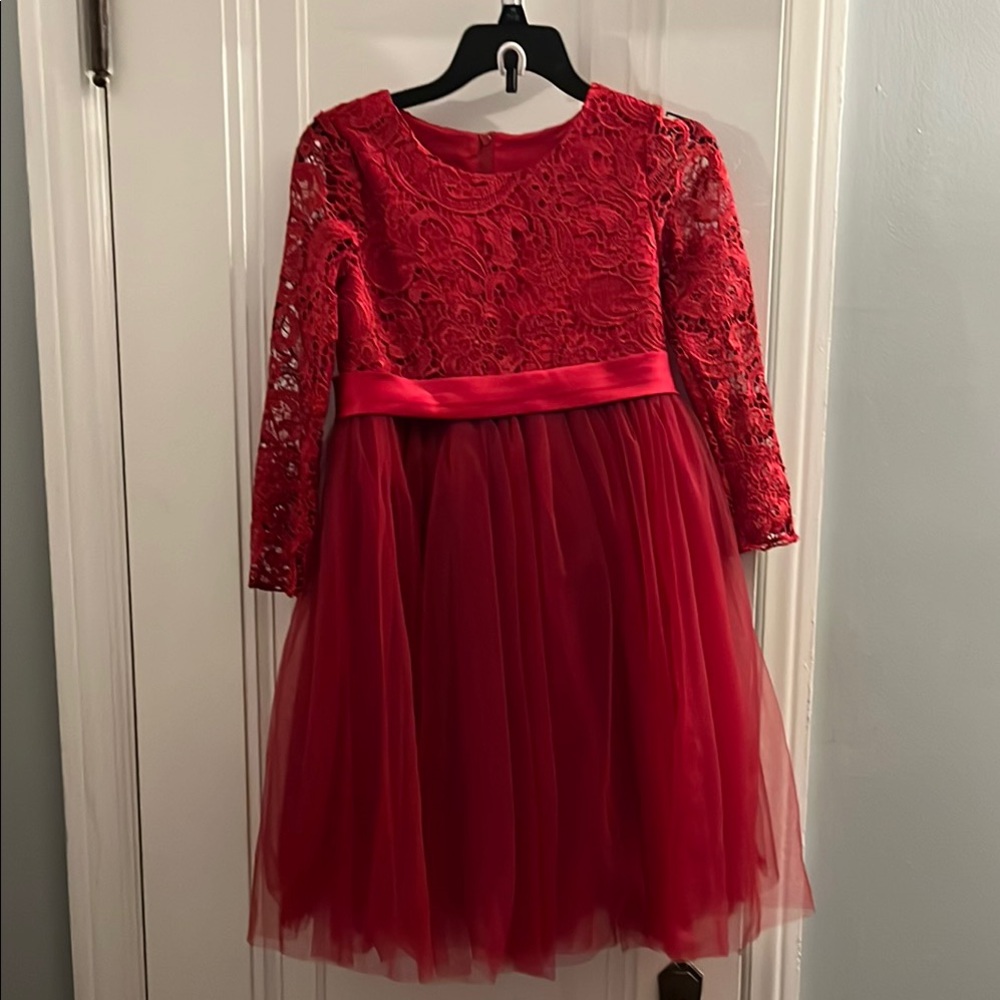 Elegant Red Lace Kids Dress